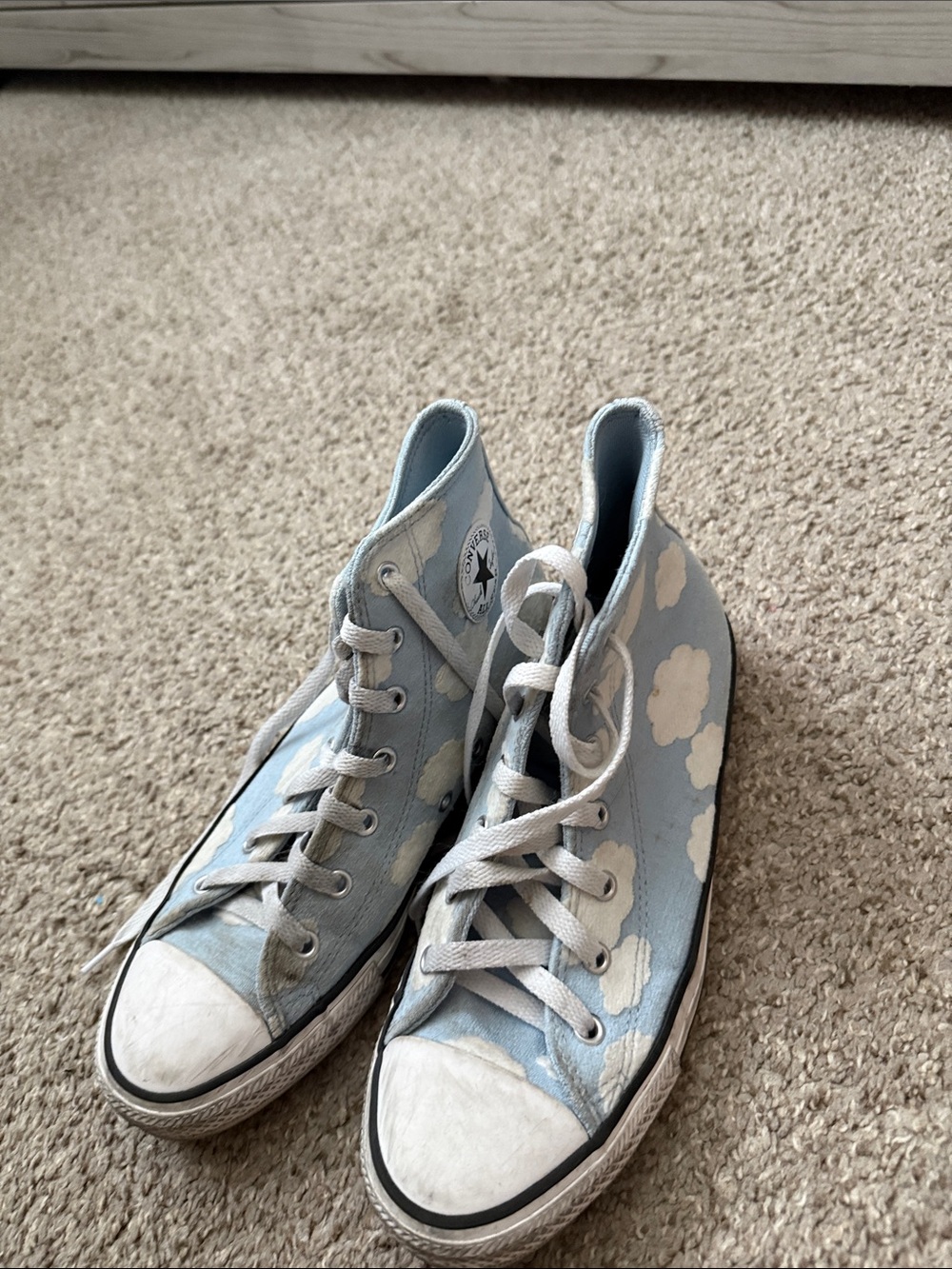 Converse High Top Sneakers - Light Blue with White Cloud Print